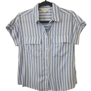 NWOT Nordstrom Beachlunchlounge Kiana Stripe Cap Sleeve Button Up Shirt Size XS